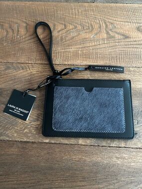 NWT Laura Di Maggio Calfhair and Leather Wristlet